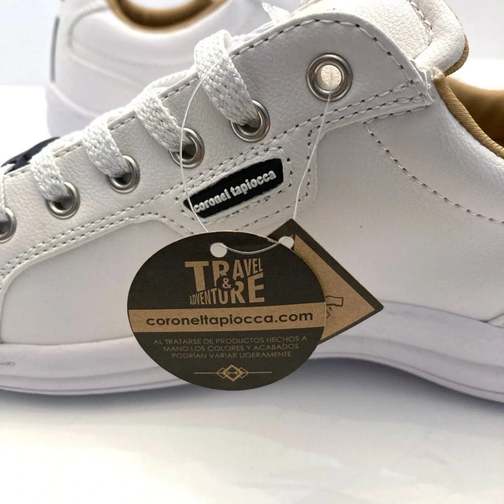 Coronel Tapiocca White Leather Walking Sneakers Zip Close EU 39 Womens 8‎